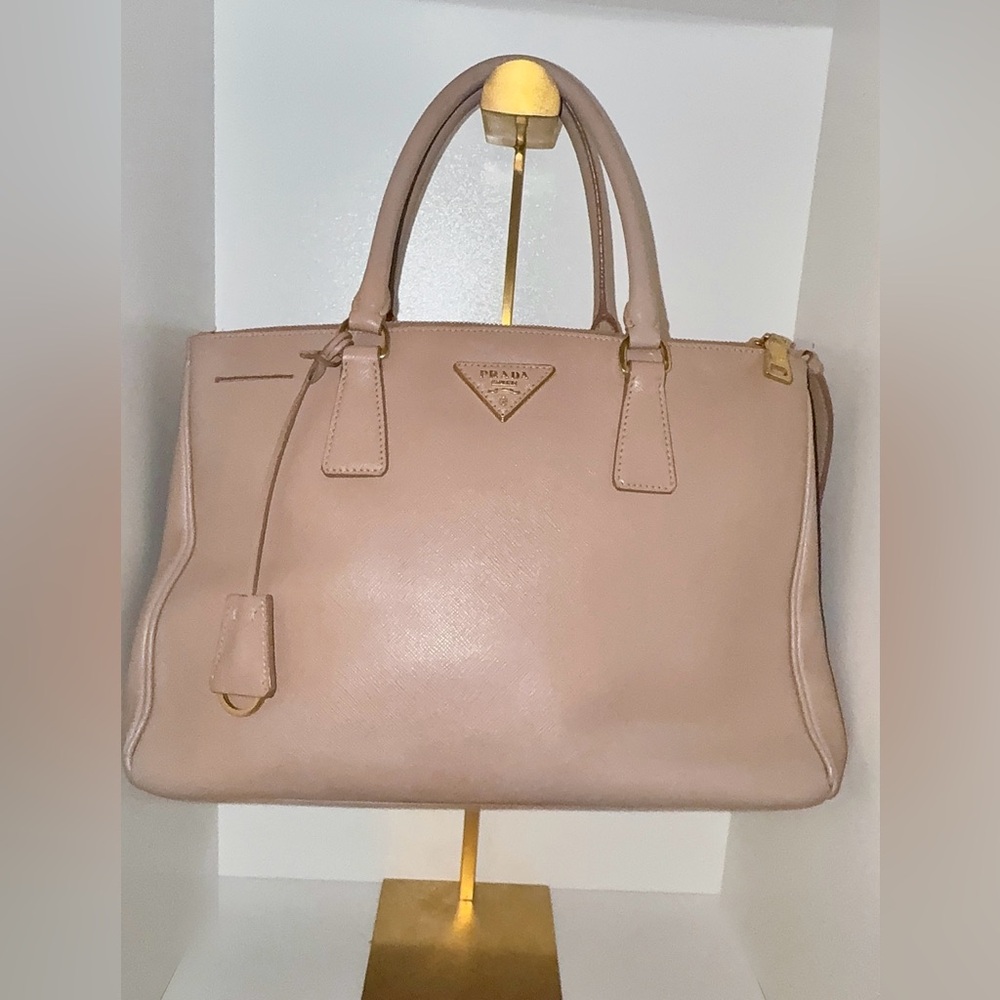 Prada Blush Pink Saffiano Satchel with Gold Hardware